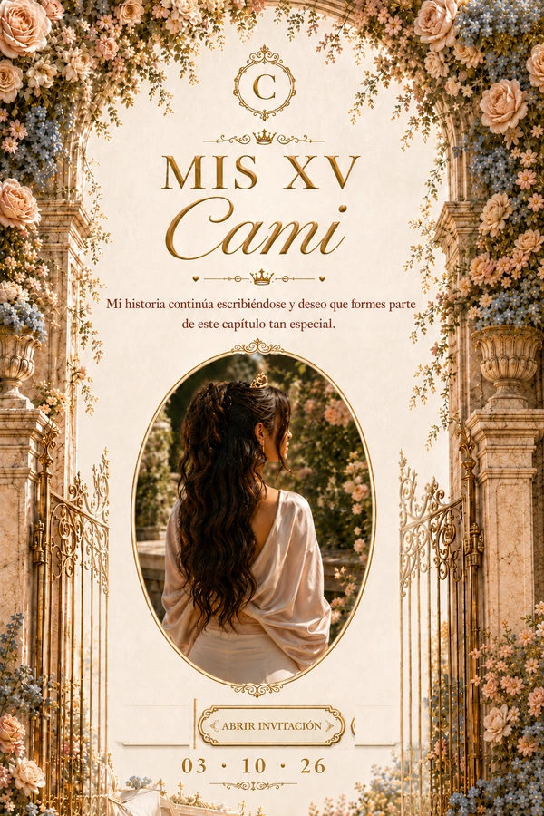 Portada de la invitación Mis XV Cami