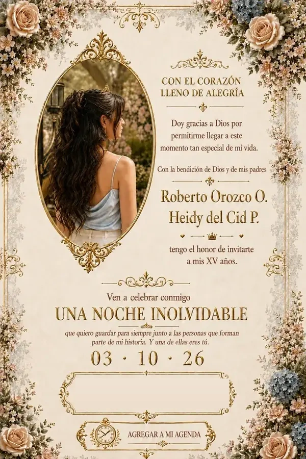 Invitación formal a los XV años de Cami